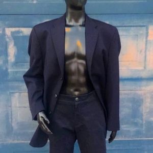 Mark Shale Men's Dark Blue Pure Wool (3) Button Luxury Blazer